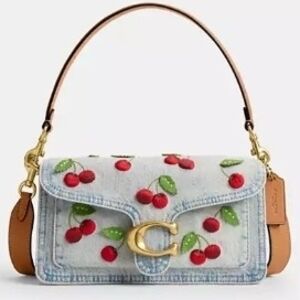 Coach Cherry/ Denim Bag with Tan Straps and Matching Size 11 Sandals